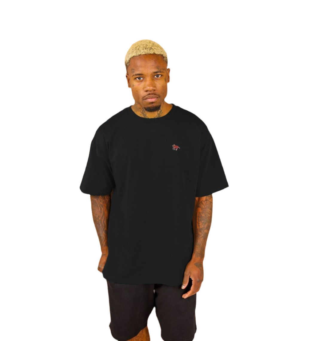 "MORE" MEN'S OVERSIZED TEE (REVERSE GRAPHIC) IN BLACK