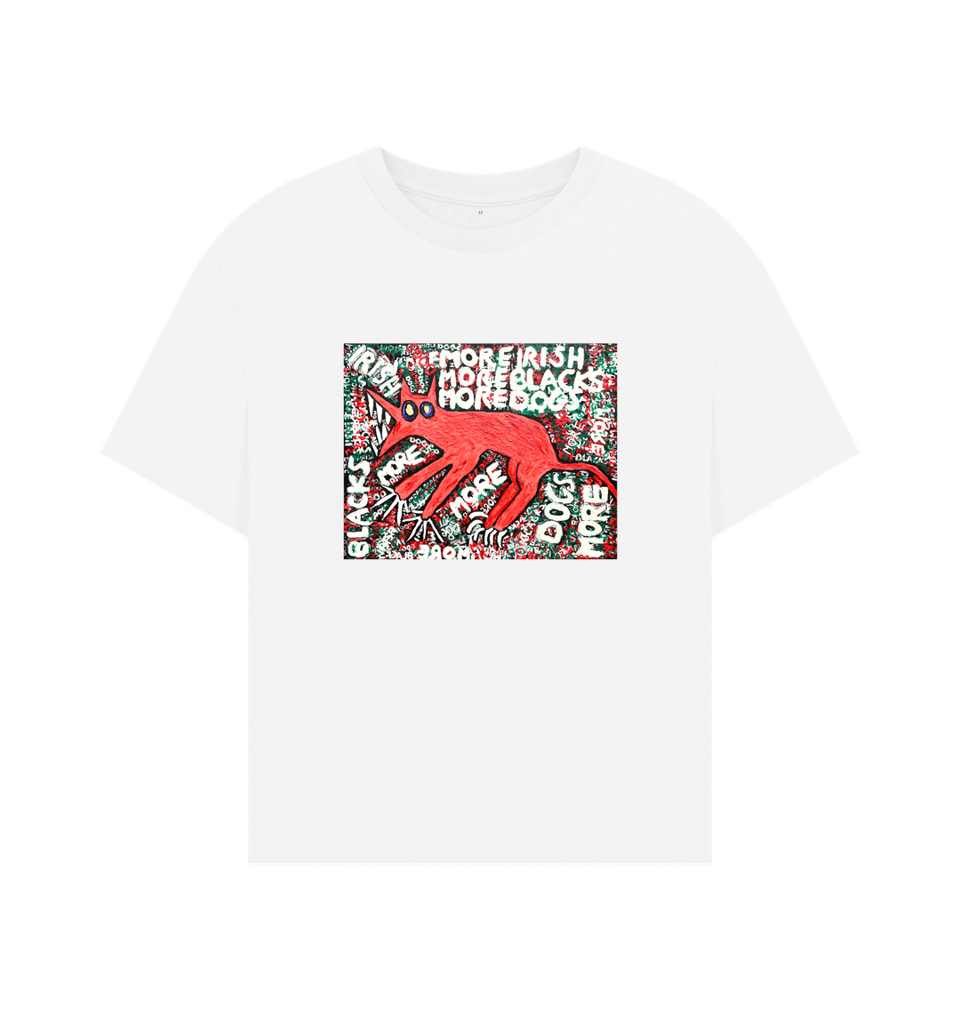 "MORE" WOMEN'S OVERSIZED TEE (FRONTAL GRAPHIC) IN WHITE