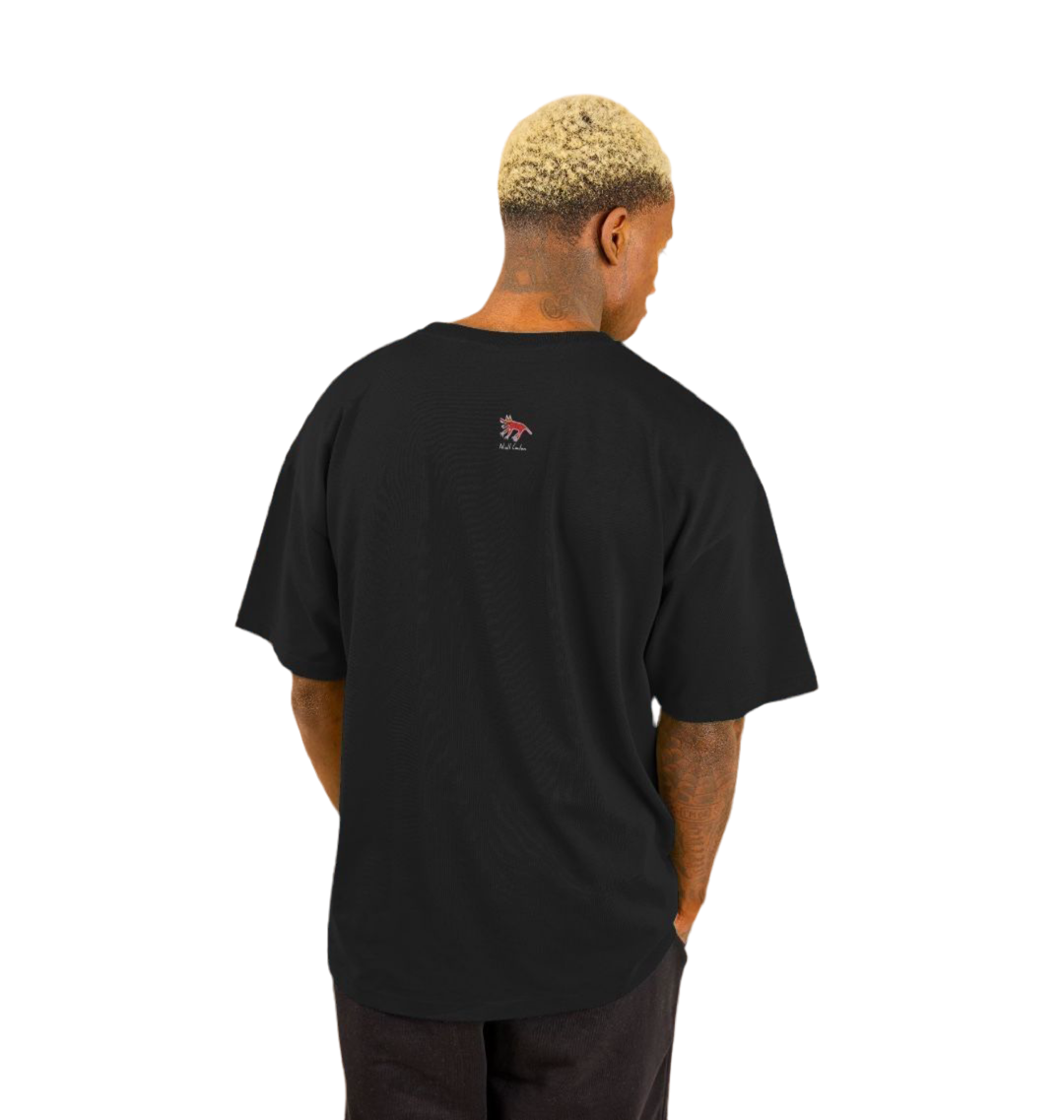 "MORE" MEN'S  OVERSIZED TEE (FRONTAL GRAPHIC) IN BLACK