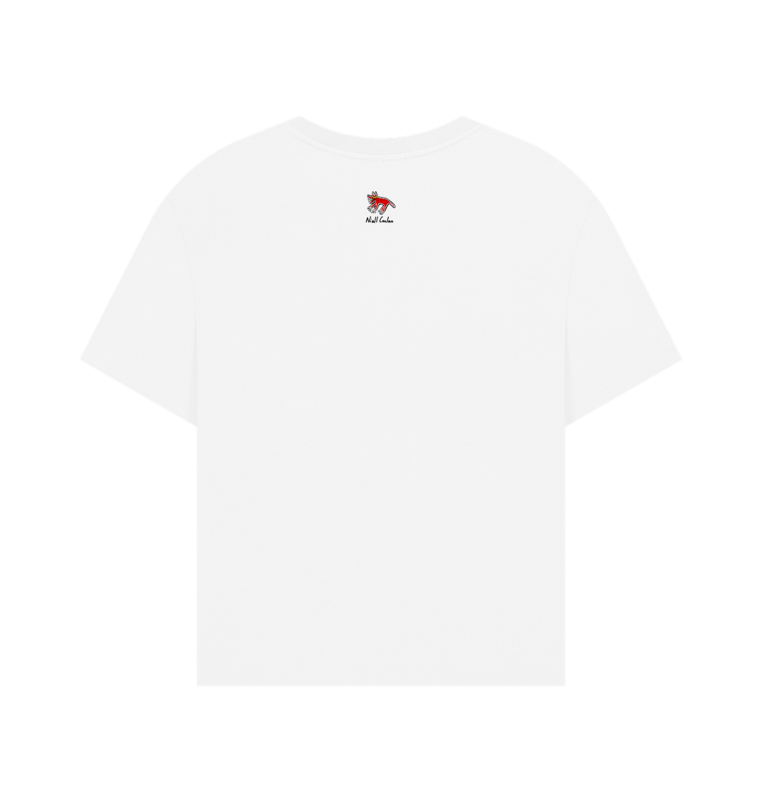 "MORE" WOMEN'S OVERSIZED TEE (FRONTAL GRAPHIC) IN WHITE