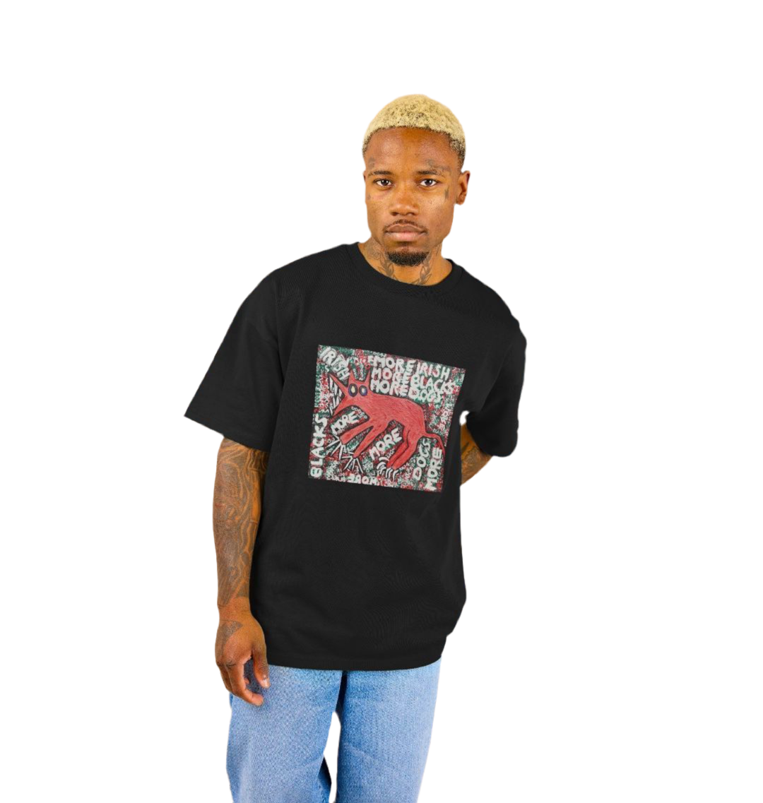 "MORE" MEN'S  OVERSIZED TEE (FRONTAL GRAPHIC) IN BLACK