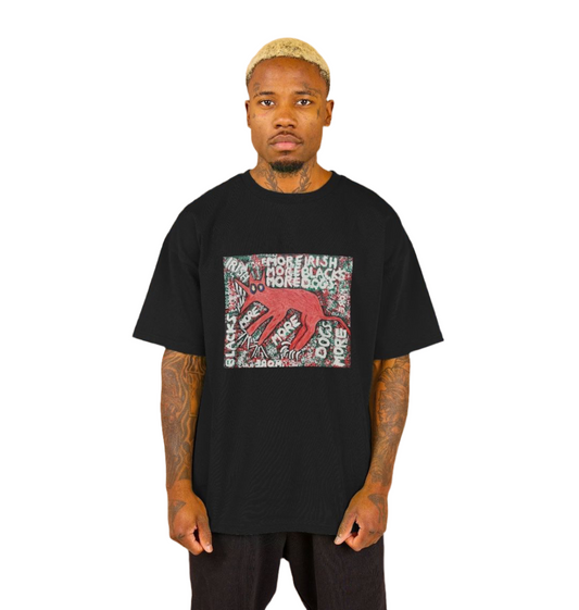 "MORE" MEN'S  OVERSIZED TEE (FRONTAL GRAPHIC) IN BLACK