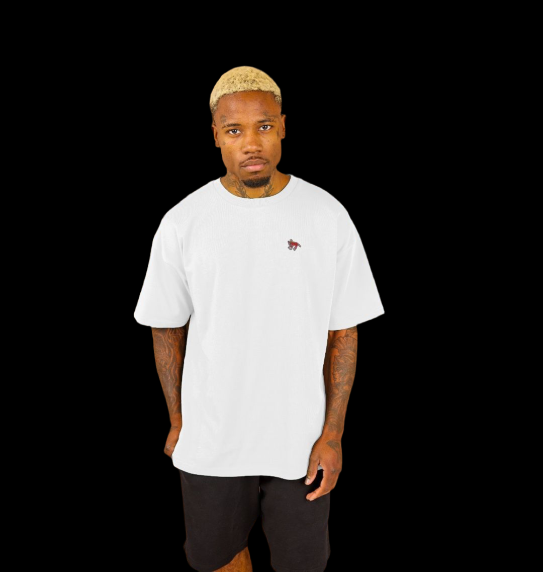 "MORE" MEN'S OVERSIZED TEE (REVERSE GRAPHIC) IN WHITE