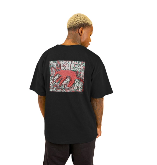 "MORE" MEN'S OVERSIZED TEE (REVERSE GRAPHIC) IN BLACK