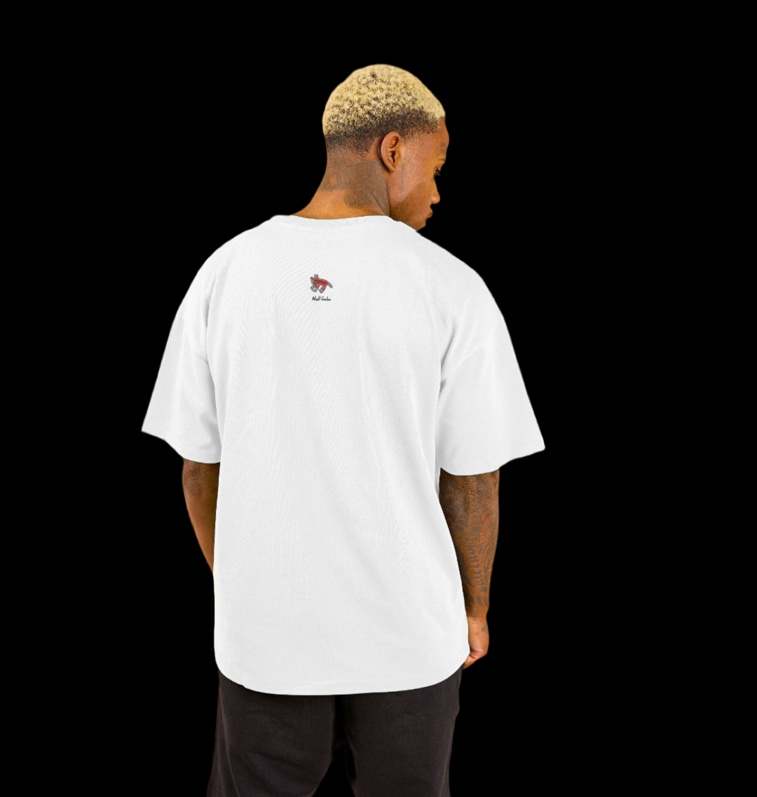 "MORE" MEN'S OVERSIZED TEE (FRONTAL GRAPHIC) IN WHITE